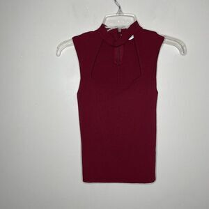 ZARA Womens Cut-Out Stretch-Knit Fitted Crop Tank EUC Sz Small S Red